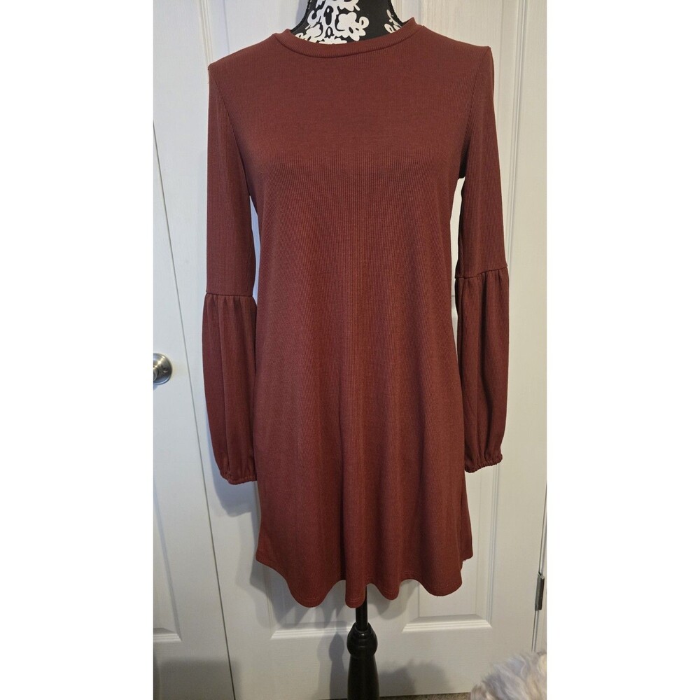 As U Wish Burgundy Balloon Sleeve Midi Dress Size Small
